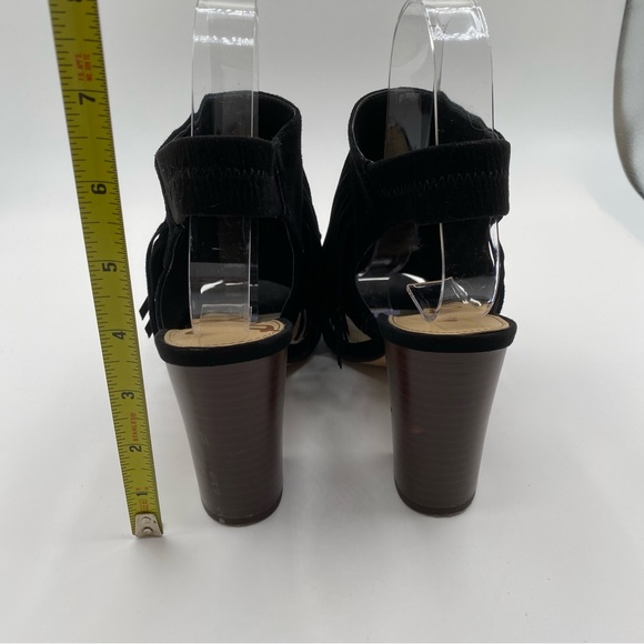 Sam Edelman Black Leather Fringe block heel sandals Size 6M - Picture 7 of 8